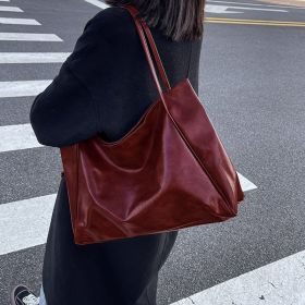 Fashion Handbag New Autumn And Winter Japanese And Korean Large Capacity Soft Leather Shoulder Bag Retro Casual Handbag (Option: Red)