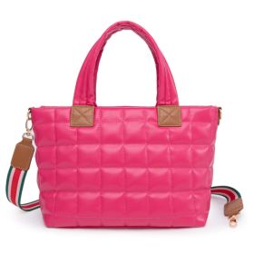 Puffer Tote Bag For Women With Zipper, Quilted Puffy Bag Lightweight Crossbody Hobo Padded Handbag With Strap-Rose (Option: Defaulttitle)