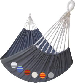 Brazilian Double Hammock 2 Person Extra Large 220x160cm Total Length 330cm Load 500lb Canvas Cotton Hammock for Patio Porch Garden Backyard Loung (size: Darkgrey   XX-Large)