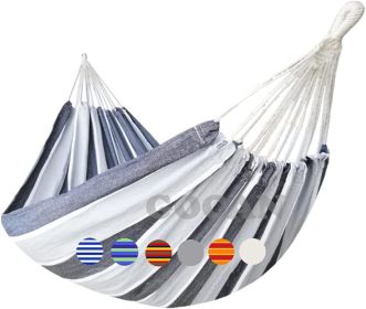 Brazilian Double Hammock 2 Person Extra Large 220x160cm Total Length 330cm Load 500lb Canvas Cotton Hammock for Patio Porch Garden Backyard Loung (size: Gray Stripe  XX-Large)
